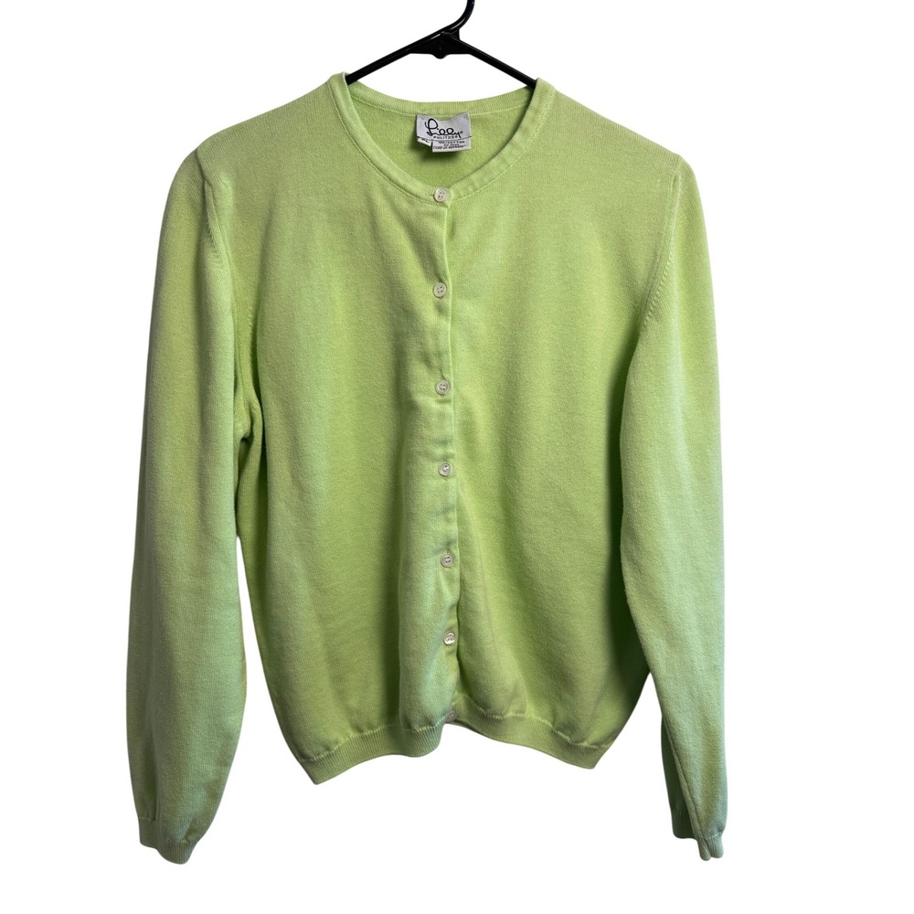 Lilly Pulitzer Womens Lime Green 100% Cotton Button Front Cardigan Sweater PL